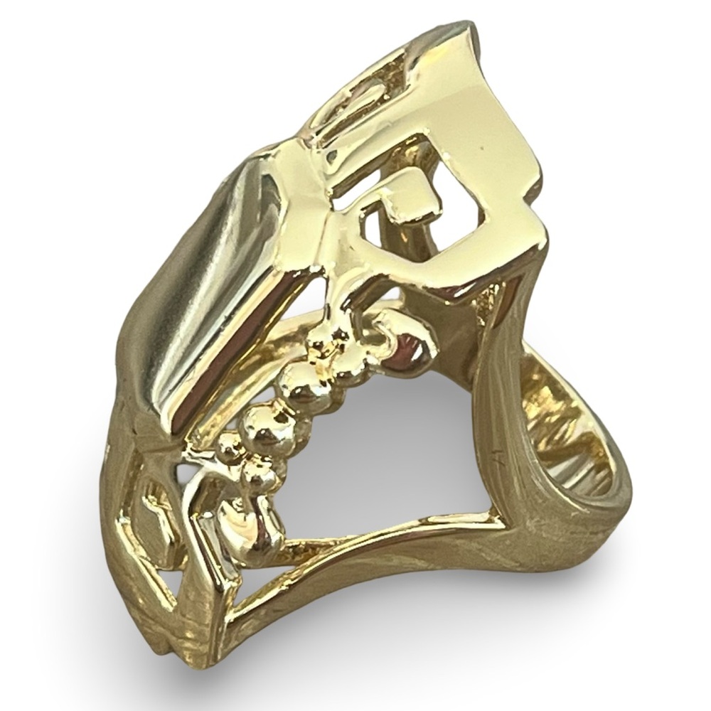 Nicholas Liu Chinoiserie Cut Out Gold Statement Ring Size 8 - Picture 3 of 8